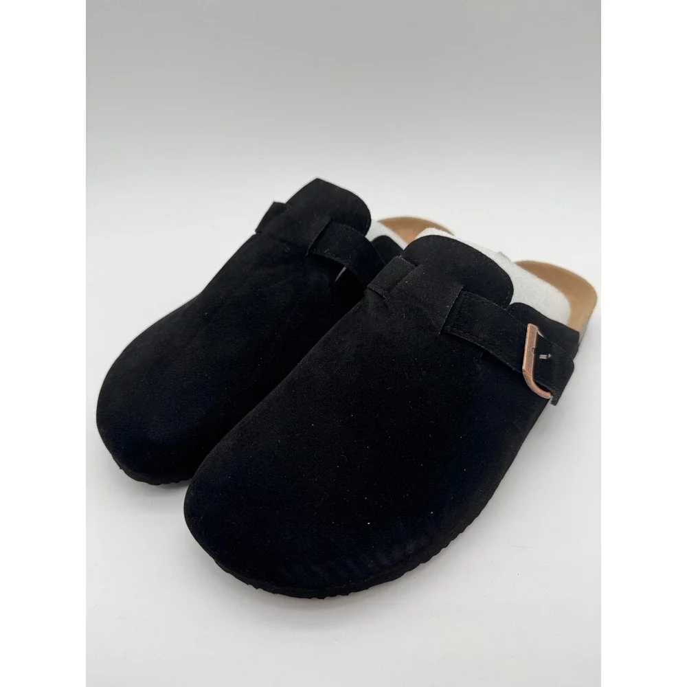Comfort Clogs Black Suede Slip‎ On Buckle Sandals Mens US 11.5-12 EU 45
